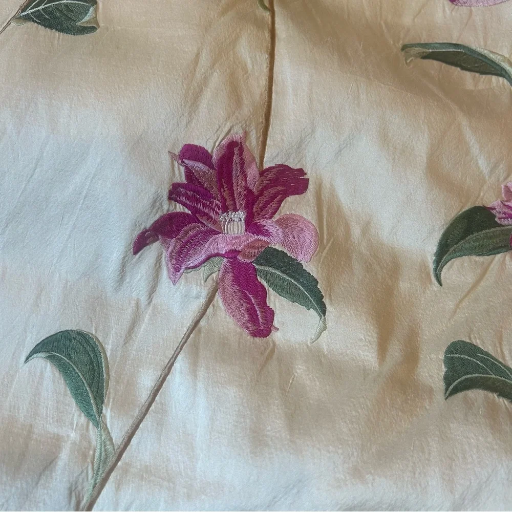 Yves Delorme 100% Silk Floral Cream and Pink Child Comforter Quiet Luxury - Picture 3 of 9